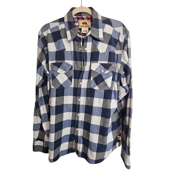 Dakota Grizzly Mens Flannel Shirt Western Snap Front Sz L Buffalo Check Gorpcore - Picture 1 of 6